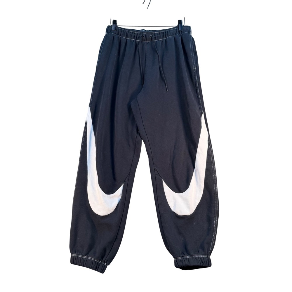 Nike Sportswear Swoosh High Rise Jogger Pants Black White DD5582-010 Small